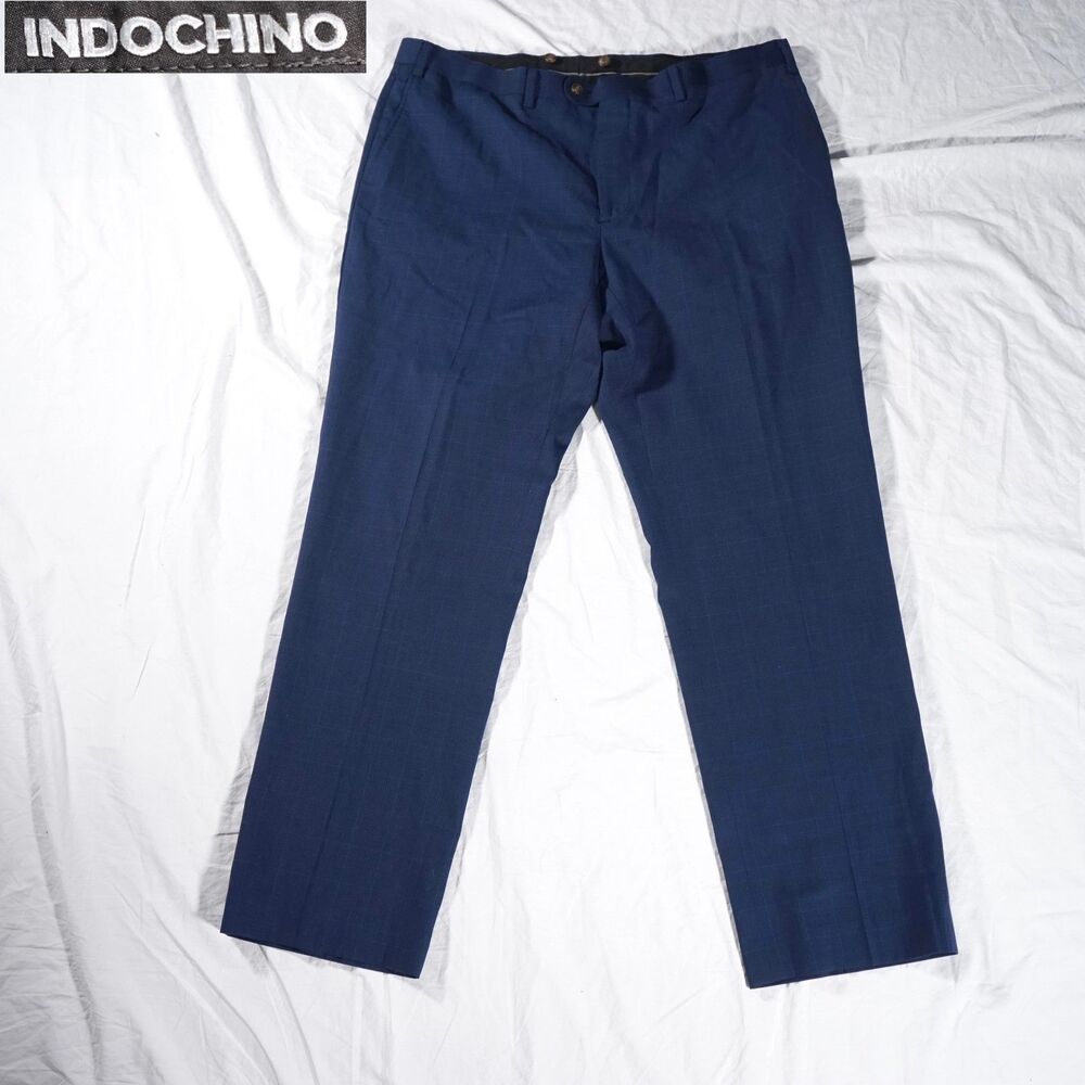 Indochino Dress Pants Glen Plaid Blue 38x31